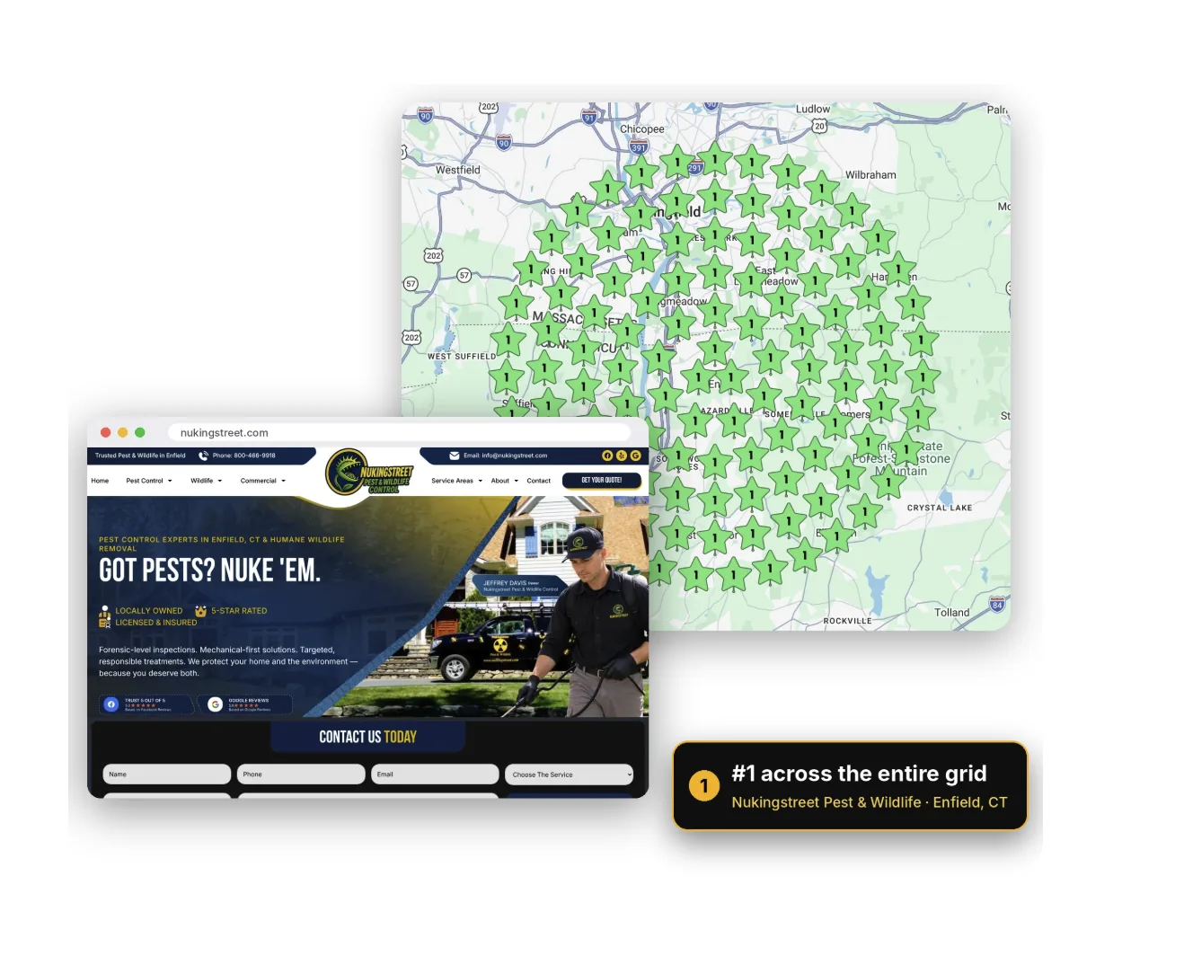 Nukingstreet Pest & Wildlife ranking #1 across the entire local map grid in Enfield, CT